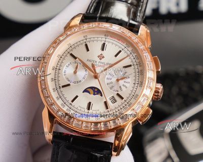 Patek Philippe Moon Phase Watches Buy Online - Rose Gold Diamond Bezel Swiss Replica Watches